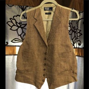 Herringbone Tweed 4-pocket vest.  POLO brand by Ralph Lauren